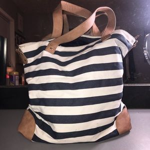 BLUE & WHITE STRIPED TOTE BAG!!